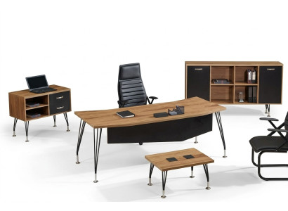 Mobilier de bureau de luxe Mobilier de salle d'étude Ensemble de bureau 4 pièces Bois Noir