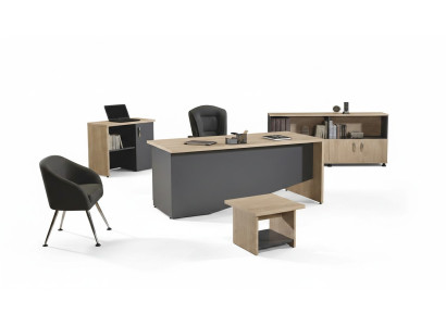 Mobilier de bureau Table Mobilier de bureau de salle d'étude Ensemble de bureau 4 pièces Bois Gris