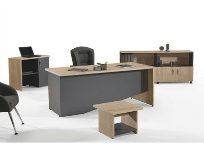 Suite de meubles de bureau Ensemble de bureau complet 4 pièces Bois gris Bureau