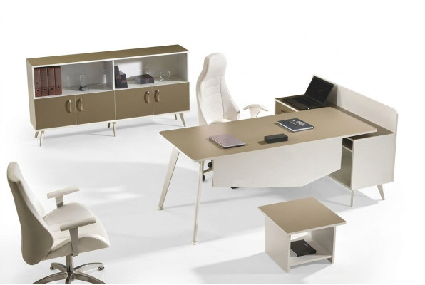 Bureau d'angle Table de bureau Mobilier de salle d'étude Blanc Ensemble complet de 3 pièces de bureau en bois