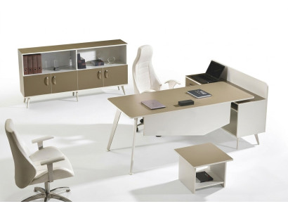 Moderne Eckschreibtisch-Studienraummöbel Weißes Büro 3-teiliges Holzset Gruppe