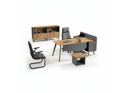 Suite de meubles de bureau Bureau d'angle Ensemble de bureau 3 pièces Bois Marron Bureau