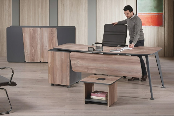 Mobilier de bureau Mobilier de salle d'étude Ensemble de bureau 3 pièces Bois Marron Table