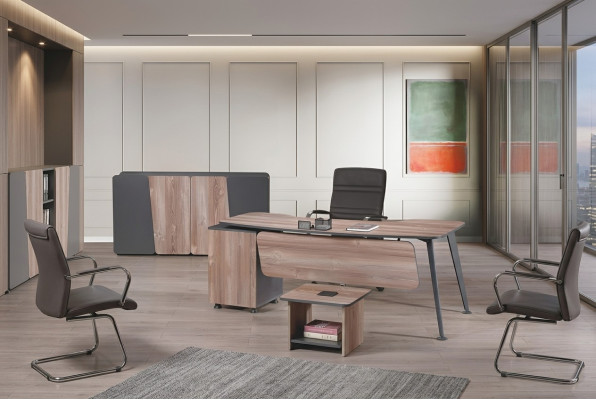 Mobilier de bureau Mobilier de salle d'étude Ensemble de bureau 3 pièces Bois Marron Table