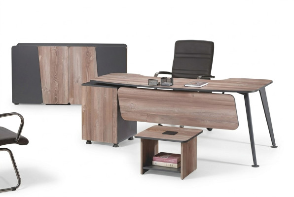 Mobilier de bureau Mobilier de salle d'étude Ensemble de bureau 3 pièces Bois Marron Table