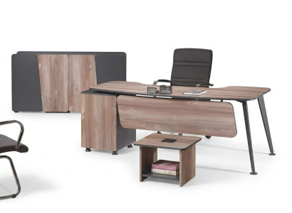 Mobilier de bureau Mobilier de salle d'étude Ensemble de bureau 3 pièces Bois Marron Table