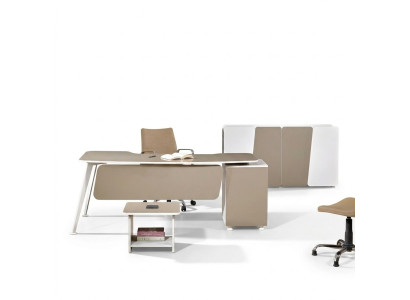 Table de travail Bureau complet Mobilier de bureau Ensemble de bureau en bois 3 pièces Beige