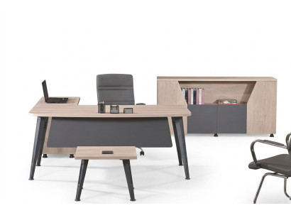 Mobilier de bureau bureau d'angle table de travail Table de travail Ensemble de bureau complet en bois composé de 3 pièces gris
