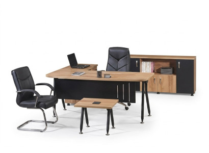 Coin table de bureau table de travail Bureau complet Mobilier de bureau Ensemble de 3 pièces en bois noir