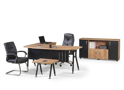 Mobilier de bureau informatique Table de travail Mobilier de bureau Table 3 pièces Ensemble en bois Noir