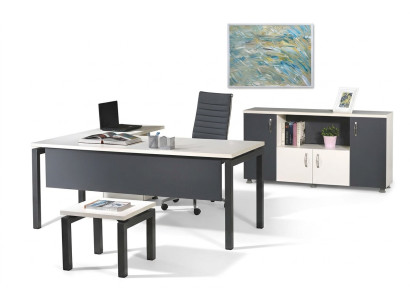Bureau complet en coin Bureau Table de bureau Mobilier de bureau Ensemble de 3 pièces en bois Gris Mobilier informatique