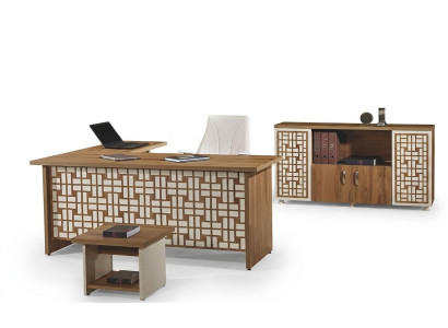 Meuble informatique table de travail Table de bureau mobilier de bureau table de coin en bois ensemble de 3 pièces marron