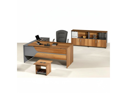 Suite de bureau Table de bureau Meubles de salle d'étude Armoire 3 pièces Bois Marron