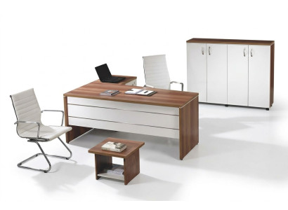 Ensemble de meubles de bureau 3 pièces Bureau d'angle complet Armoire de bureau en bois Groupe blanc