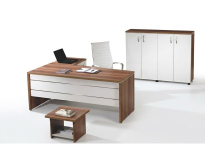 Suite Bureau Bureau d'angle Table Bureau Mobilier de salle d'étude Armoire 3 pièces Bois Blanc