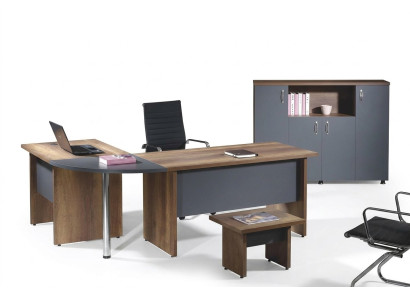Bureau complet Bureau d'angle Table de bureau Mobilier de bureau Ensemble en bois 3 pièces Gris Mobilier informatique