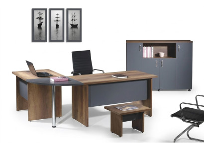 Mobilier de salle d'étude Mobilier informatique Mobilier de bureau Table de coin de bureau Ensemble de 3 pièces en bois gris