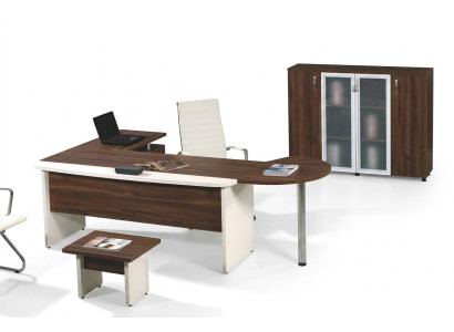 Ensemble de meubles de bureau classiques 3 pièces bureau d'angle Table de bureau complète Bois Brun
