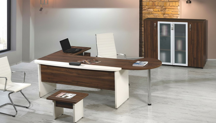 Groupe Bureau de coin Bureau Table Mobilier de salle d'étude Armoire 3 pièces Bois Marron