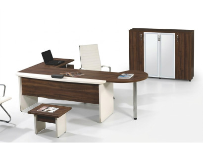 Groupe Bureau de coin Bureau Table Mobilier de salle d'étude Armoire 3 pièces Bois Marron