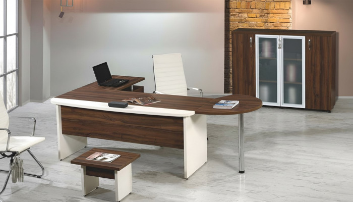 Suite de meubles de bureau Ensemble de bureau d'angle 3 pièces Table de bureau complète en bois Marron