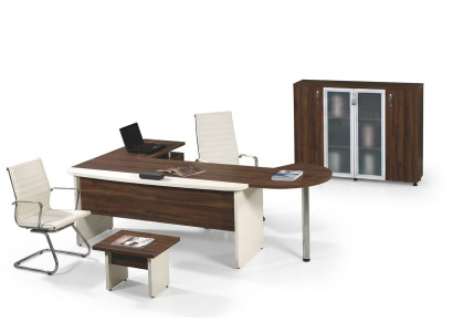 Suite de meubles de bureau Ensemble de bureau d'angle 3 pièces Table de bureau complète en bois Marron