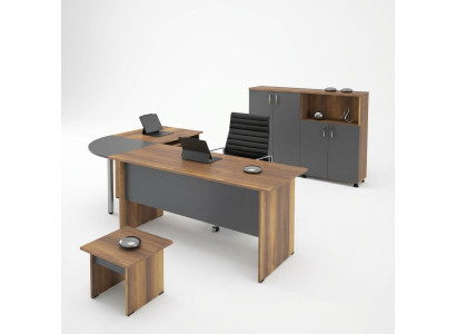 Coin bureau table ordinateur meubles table de travail mobilier de bureau ensemble en bois 3 pièces marron