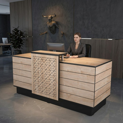 Bureau de réception Bureau de réception Bureau Hôtel Bois Marron Table