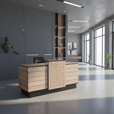 Bureau de réception Bureau de réception Bureau Hôtel Bois Marron Table