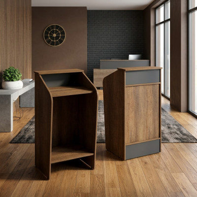 Réception Bureau de réception Bureau de réception Bureau de l'hôtel Bois Table brune
