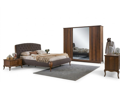 Ensemble de lit de chambre à coucher complet 4 pièces Marron nouveau