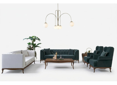 Ensemble de canapé trois places fauteuil deux places canapé en tissu vert canapés rembourrés