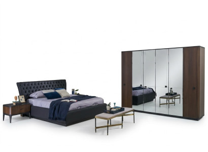 Suite de lit Lit double Ensemble de chambre à coucher Cadre de lit 4 pièces Noir neuf