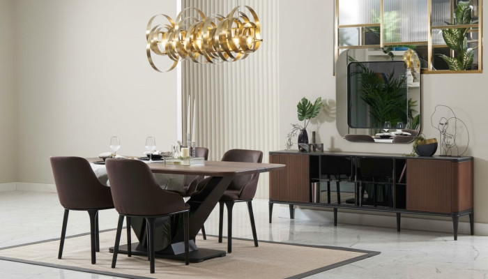 Coin repas Ensemble de salle à manger Mobilier de salle à manger Ensemble de salle à manger 9 pièces Bois Marron Table