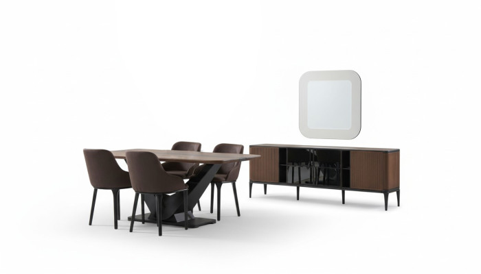 Coin repas Ensemble de salle à manger Mobilier de salle à manger Ensemble de salle à manger 9 pièces Bois Marron Table