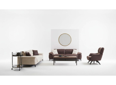 Canapé rembourré Ensemble de canapés Canapé Fauteuil Canapé en tissu Ensemble 3 pièces Canapé en tissu Marron