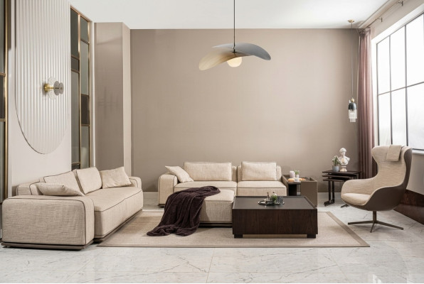 Ensemble de canapé de luxe canapé trois places canapé en tissu beige canapés rembourrés fauteuil