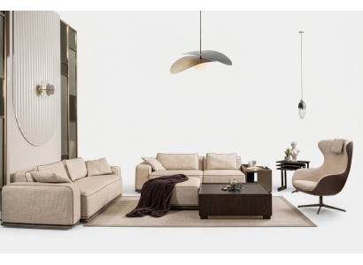 Ensemble de canapé de luxe canapé trois places canapé en tissu beige canapés rembourrés fauteuil