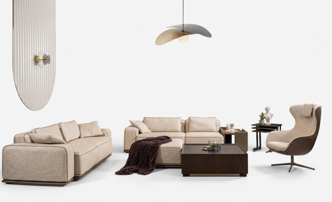 Ensemble de canapés canapé trois places canapé en tissu beige canapés rembourrés ensemble fauteuil