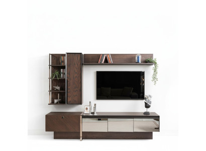 Étagère murale pour télévision, étagères, meuble TV, basse, buffet, en bois brun, armoire.