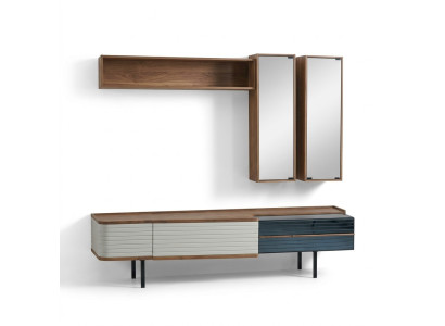 Unité murale Meuble TV Armoire TV Meuble bas Buffet Commode Marron Bois Armoire Moderne