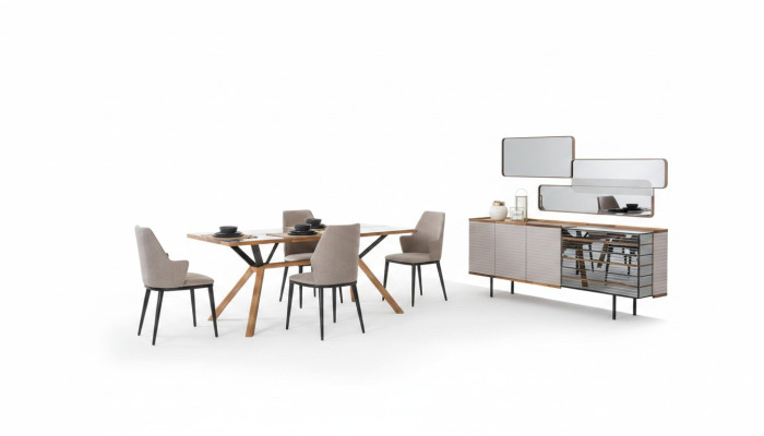 Suite salle à manger Ensemble salle à manger Mobilier de salle à manger 7 pièces Bois Beige