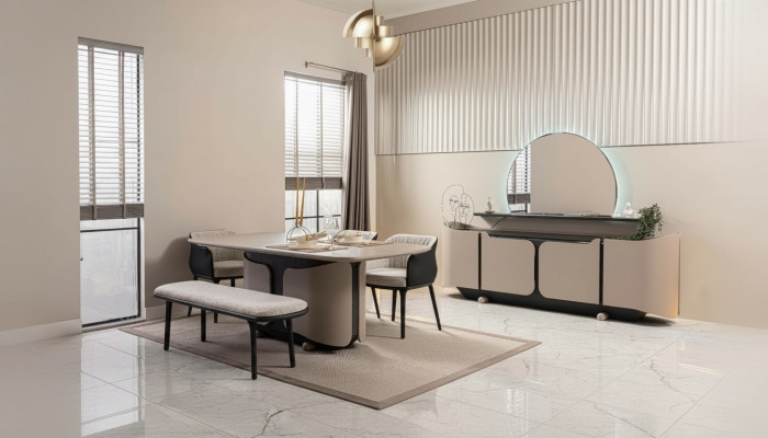 Mobilier de salle à manger Salle à manger Ensemble de salle à manger 8 pièces Bois Beige Suite