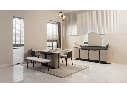 Mobilier de salle à manger Salle à manger Ensemble de salle à manger 8 pièces Bois Beige Suite