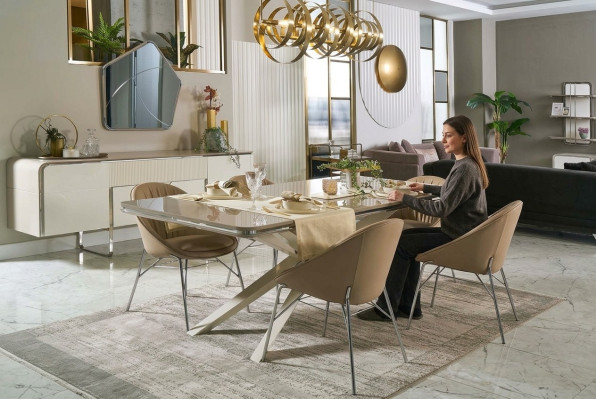 Ensemble de salle à manger Mobilier de salle à manger en bois Table à manger Coin repas Beige Salle à manger 9 pièces
