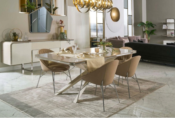 Ensemble de salle à manger Mobilier de salle à manger en bois Table à manger Coin repas Beige Salle à manger 9 pièces