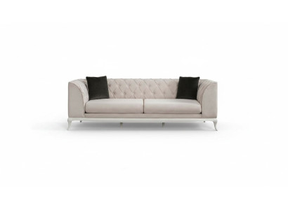 Salon Canapé en tissu Trois places Chesterfield Canapé Trois places en tissu beige