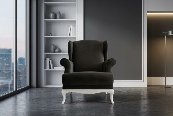 Fauteuil une place Tissu Salon Classique Noir Rembourrage Une place