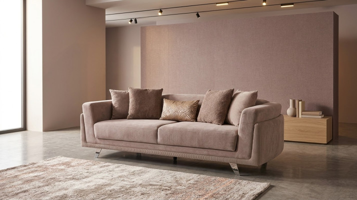 Canapé trois places avec fonction lit Canapé 3 places en tissu beige Sofá en tela de tres plazas con función cama