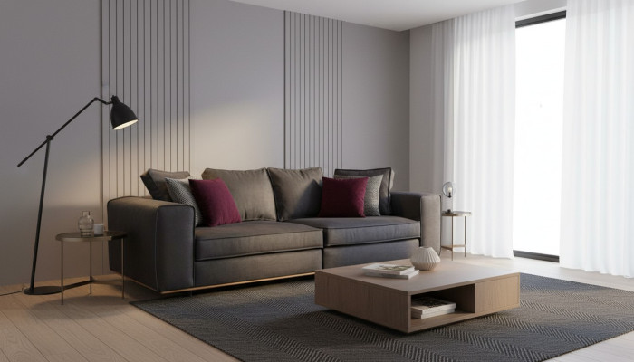 Canapé trois places canapé 3 places Gris Tissu Canapé en tissu Canapé rembourré Design
